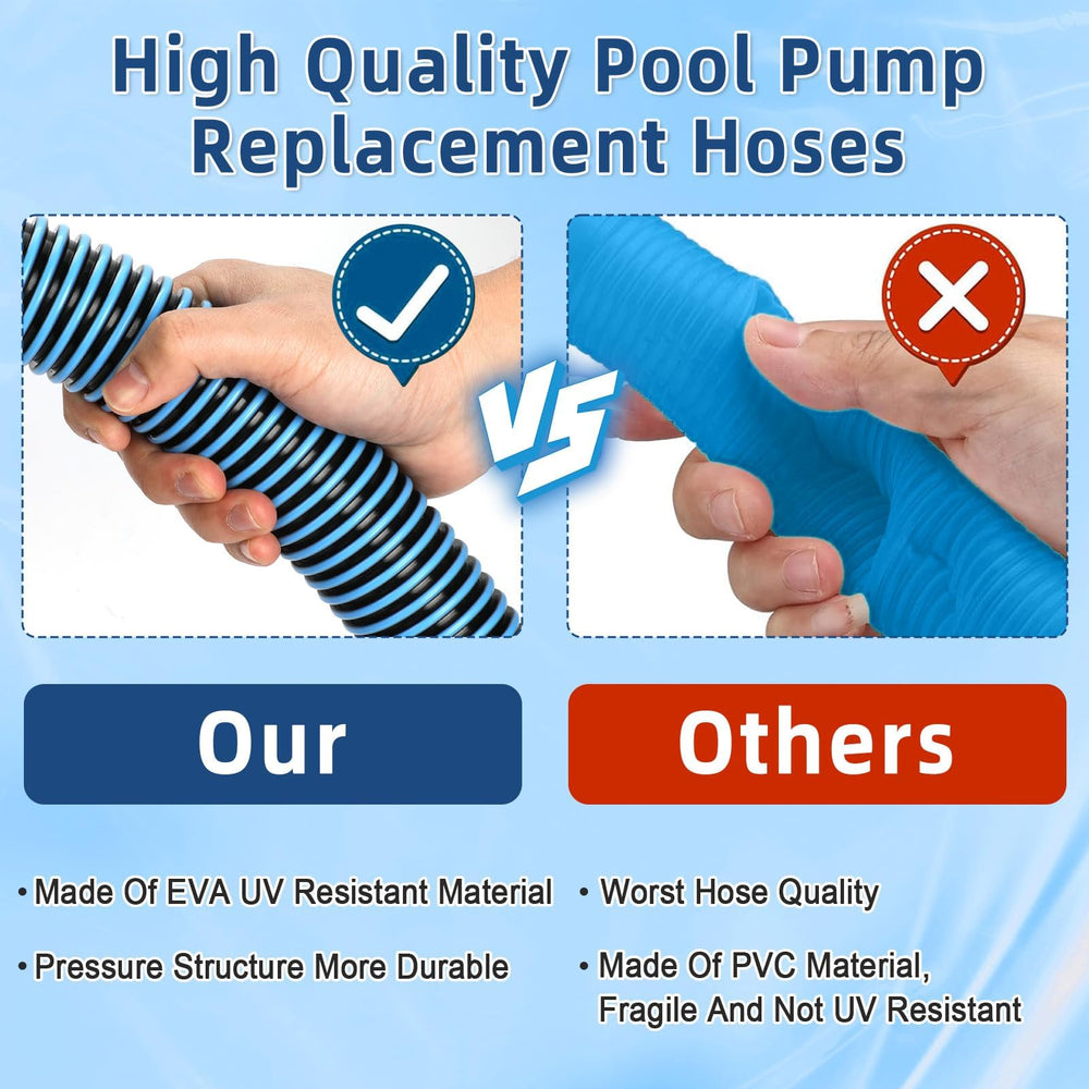 Conderyang hose attached to above-ground pool pump demonstrating secure fit