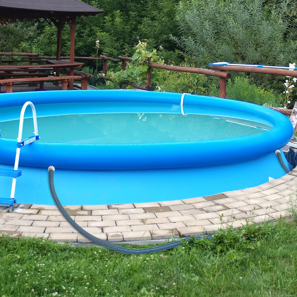 Conderyang hose installed on backyard pool showing tidy, durable setup