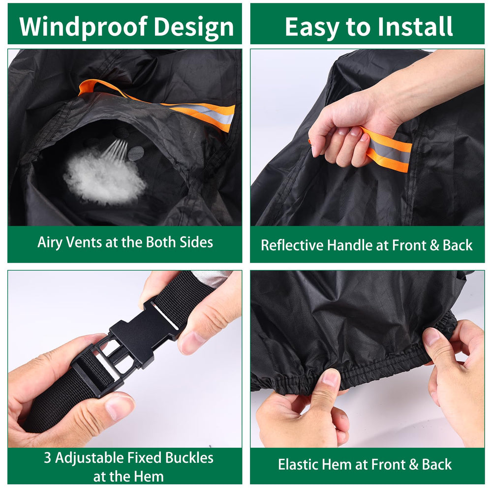 CONFUTURY under-view of buckles and elastic cord securing cover in wind, stability benefit