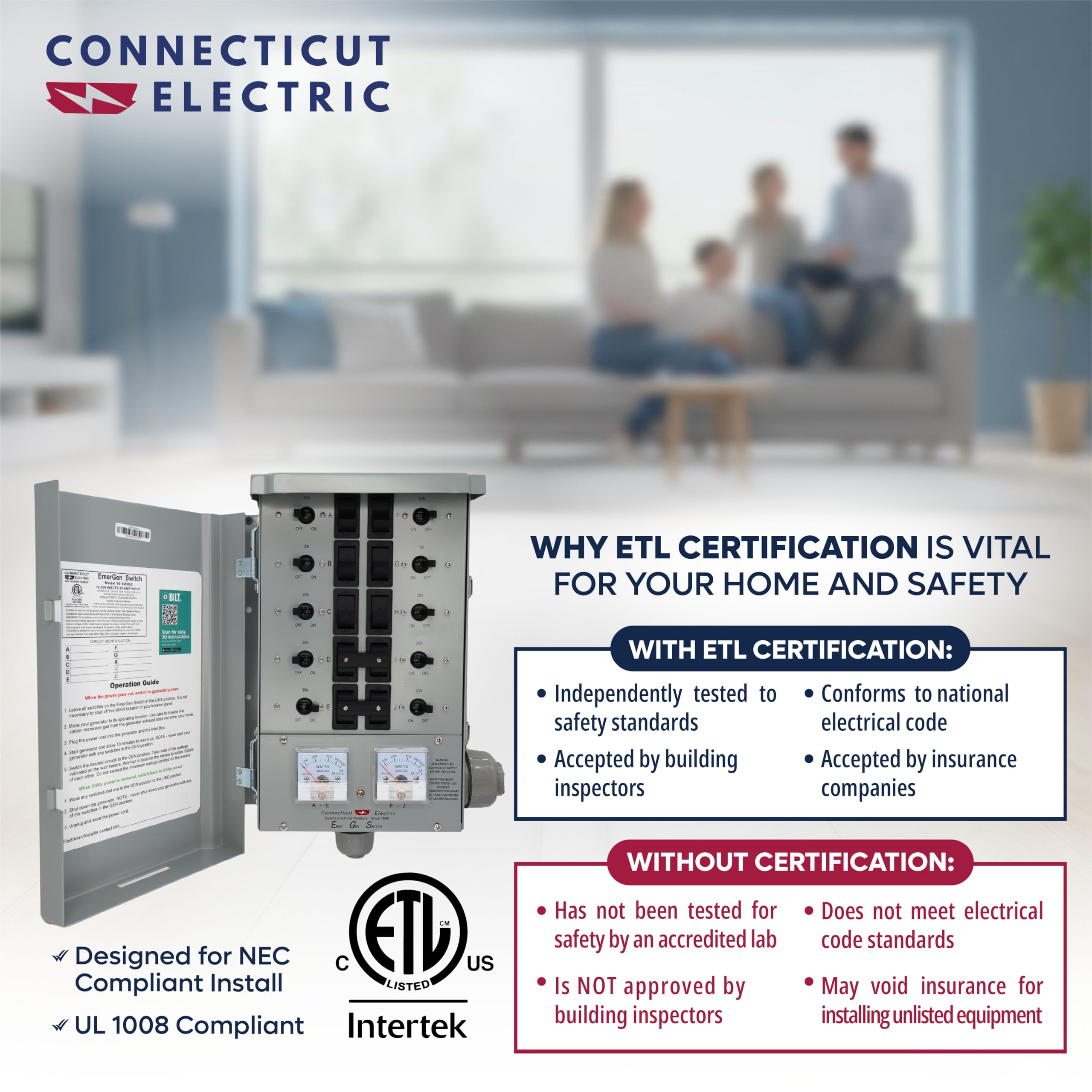 Connecticut Electric close-up of circuit labels aiding quick identification and safe operation
