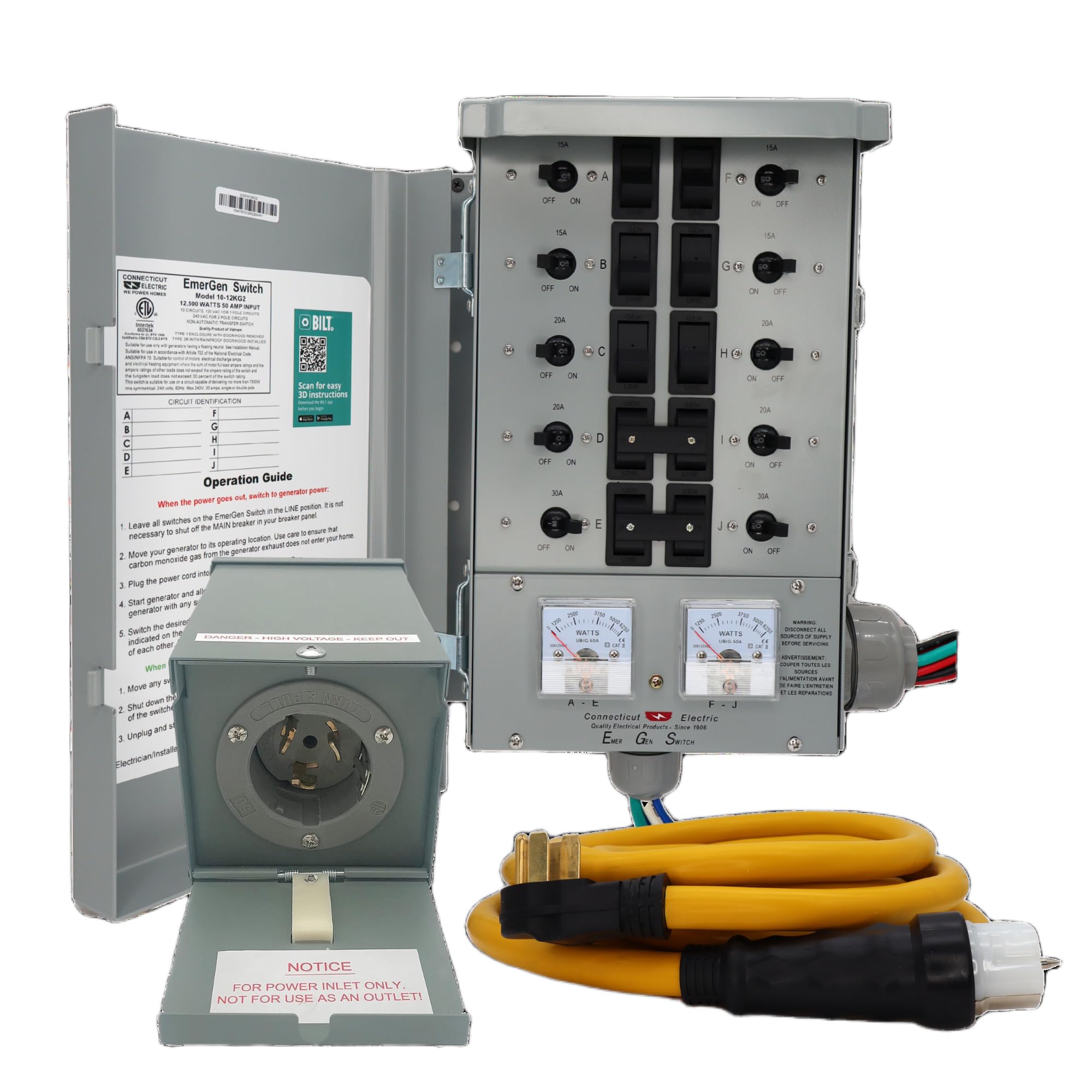 Connecticut Electric front panel showing 10 circuits and clear labeling for safer power control
