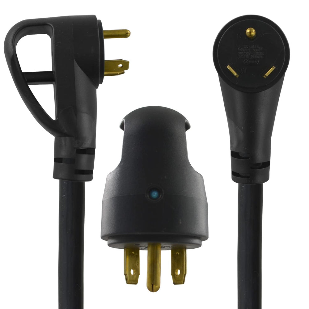 Conntek 14995 in use with RV hookup demonstrating secure, weather-resistant power