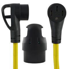 Conntek 1.5-foot cable beside ruler showing compact length benefit for portability