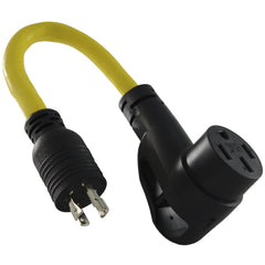 Conntek 15875 front view showing L14-20P to 14-50R connector and durable housing benefit quick hookup