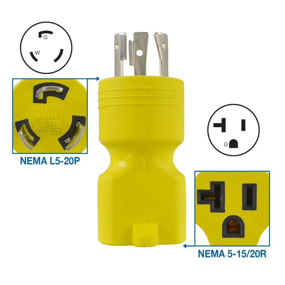 Conntek close-up of T-slot receptacle demonstrating 5-15/5-20 compatibility