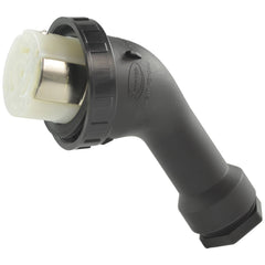 Conntek angled 50A female connector front view showing locking nose and ergonomic angle for secure connection