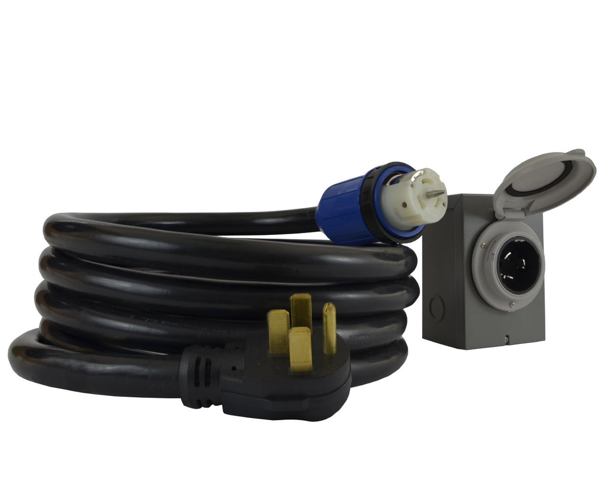Conntek front view of NEMA 14-50P to CS-6364 showing secure connection and weather protection