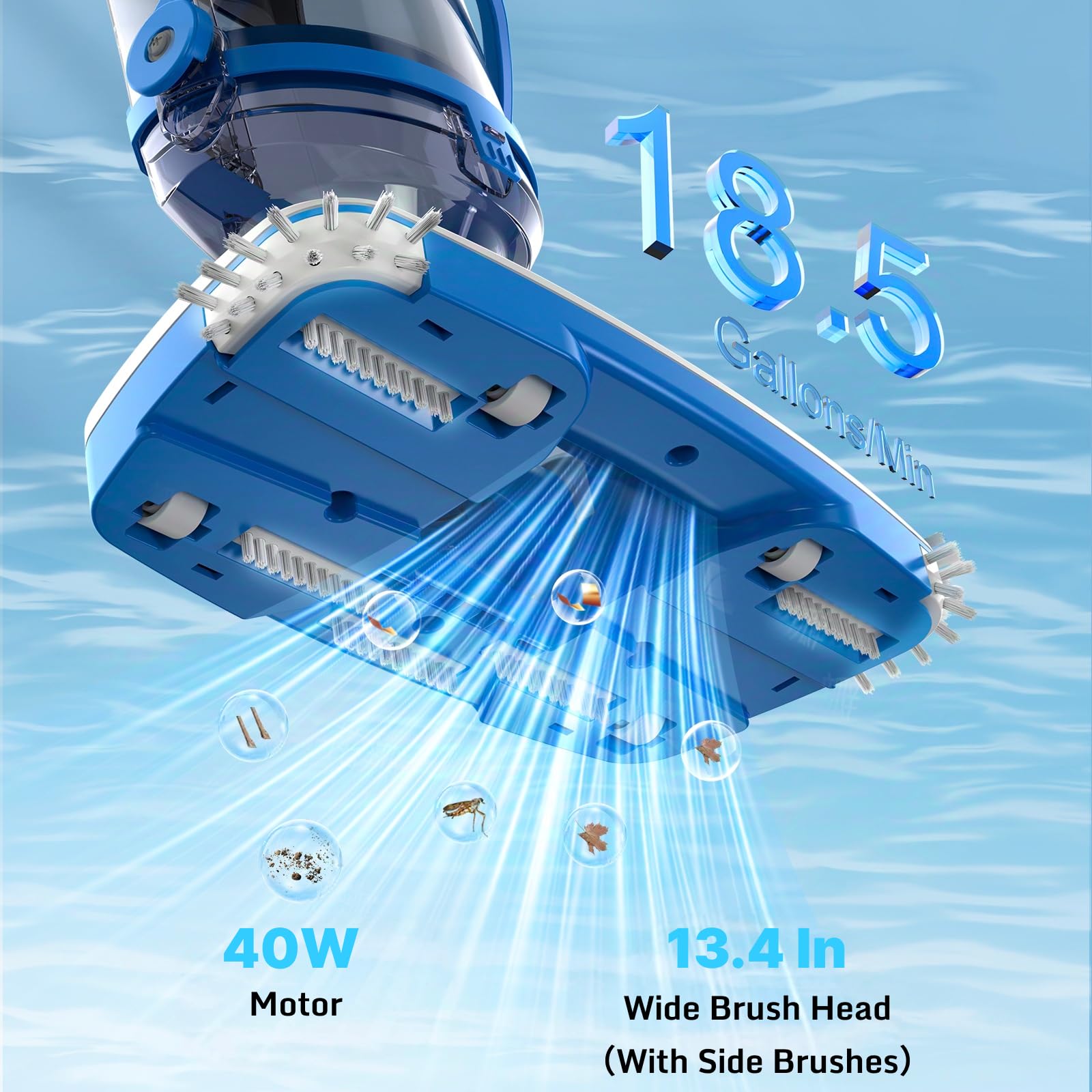 Consciot brush head detail demonstrating improved debris pickup