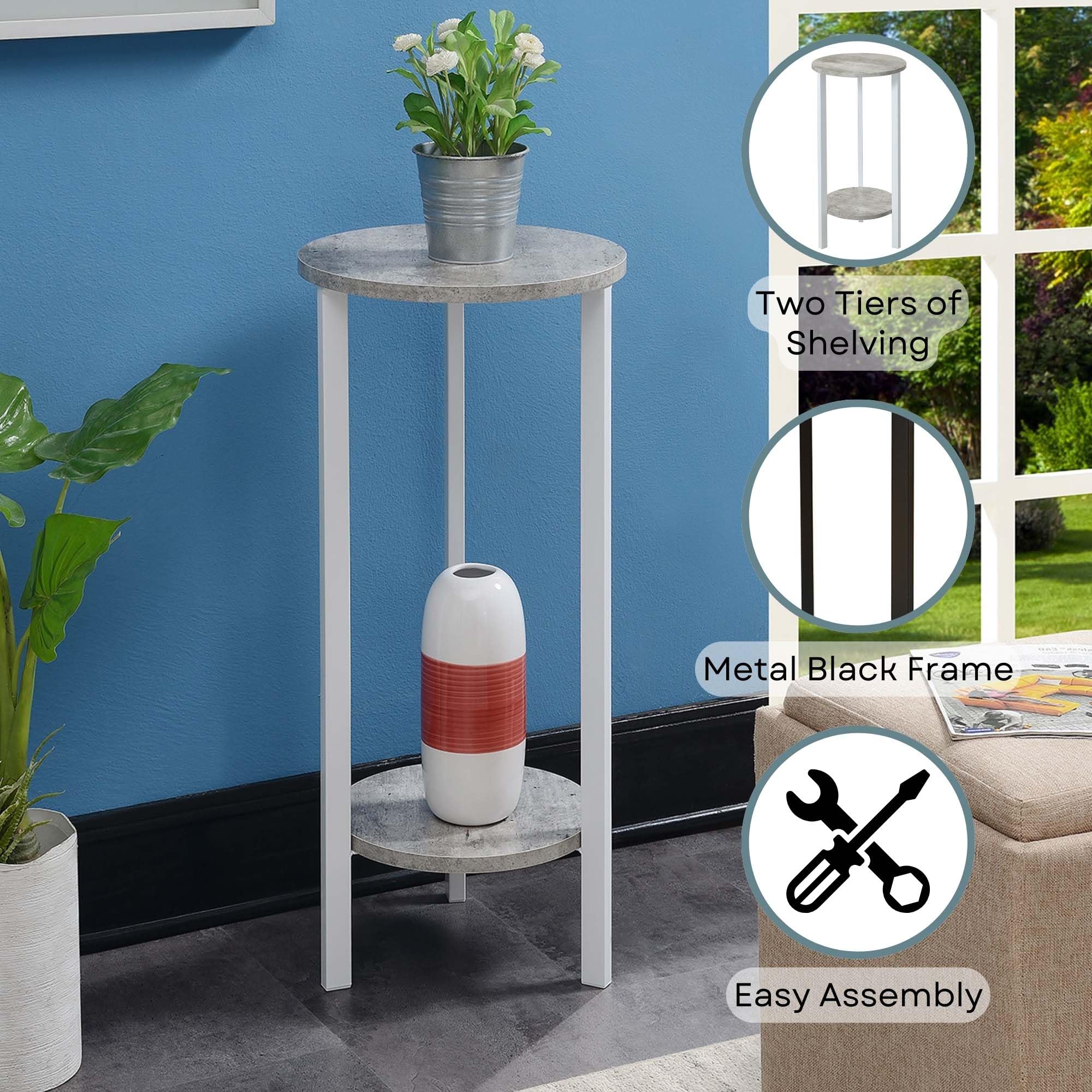 Convenience Concepts plant stand in modern living room demonstrating vertical display and space saving