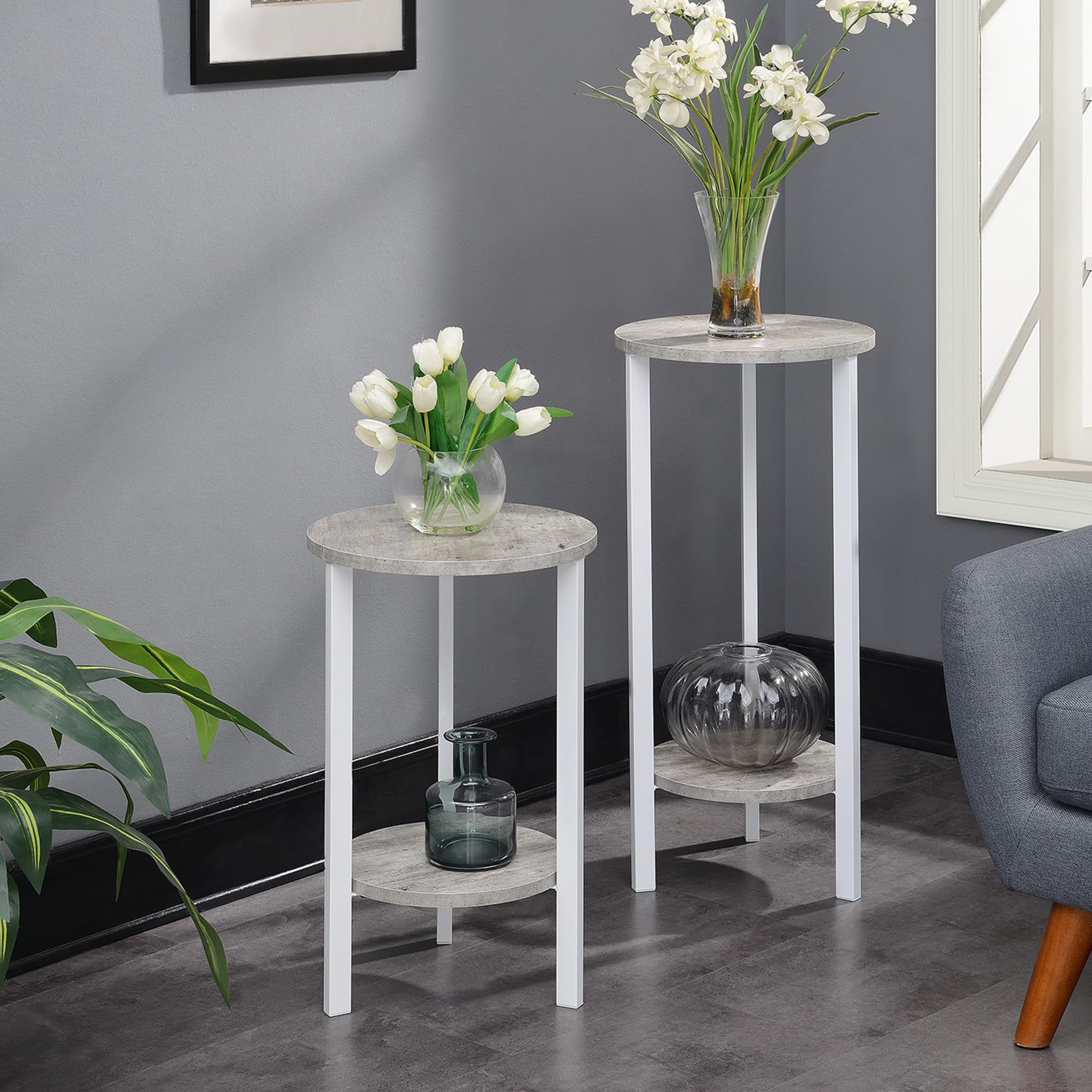 Convenience Concepts size comparison beside chair illustrating compact footprint and scale