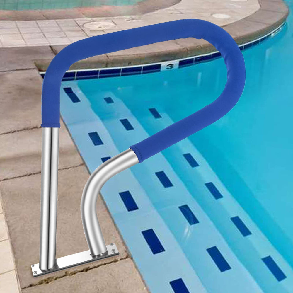 Coocure front-facing pool rail installed, showing sturdy stainless-steel support and safe entry
