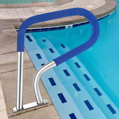 Coocure front-facing pool rail installed, showing sturdy stainless-steel support and safe entry