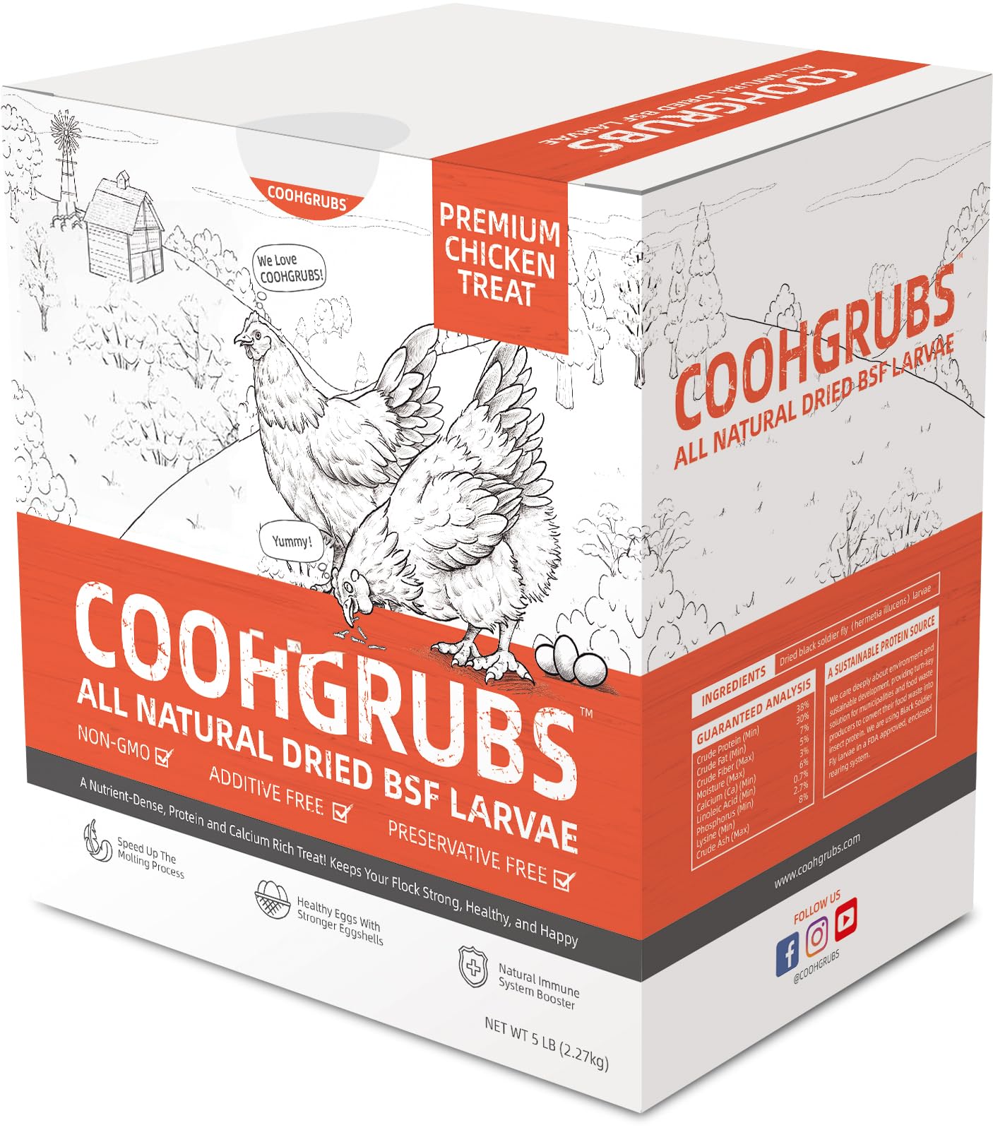 COOHGRUBS front packaging 5lb bag showing resealable box and brand benefits