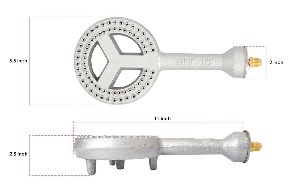 COOKAMP brass orifice and air shutter detail for precise flame tuning