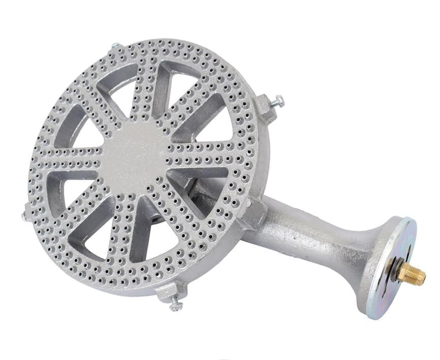 COOKAMP cast-iron burner front view showing sturdy construction and easy mounting