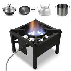 COOKAMP front view showing sturdy frame and cooktop for stable outdoor cooking