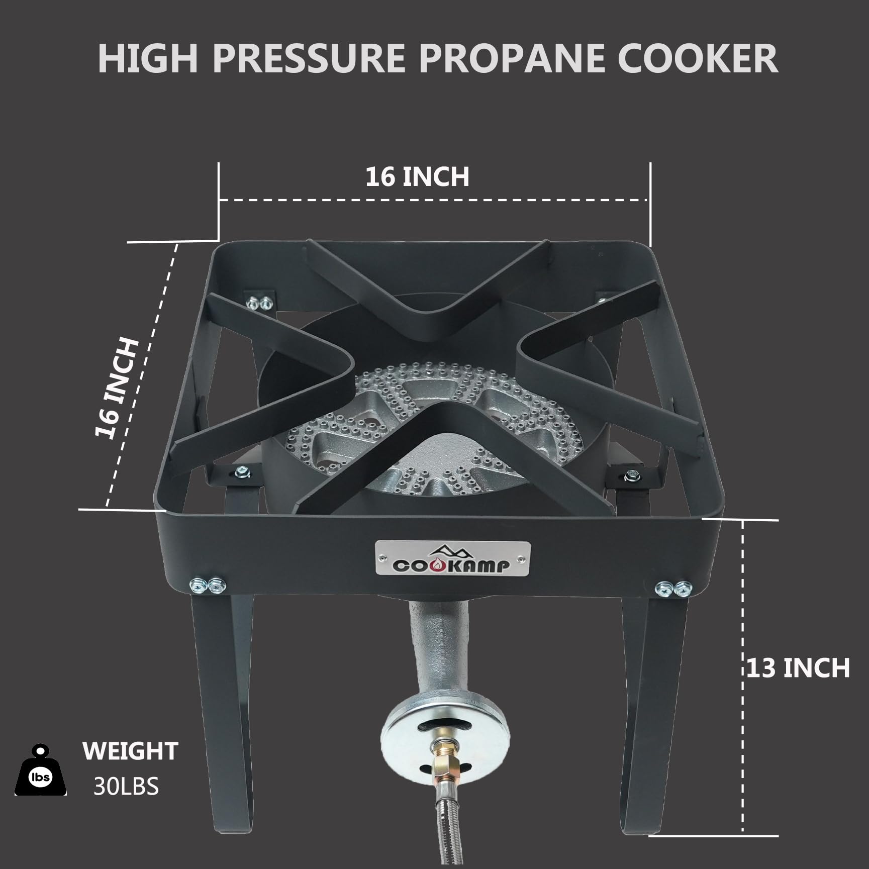 COOKAMP in-use outdoor deep-fry setup demonstrating fast heating and capacity