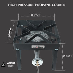 COOKAMP in-use outdoor deep-fry setup demonstrating fast heating and capacity