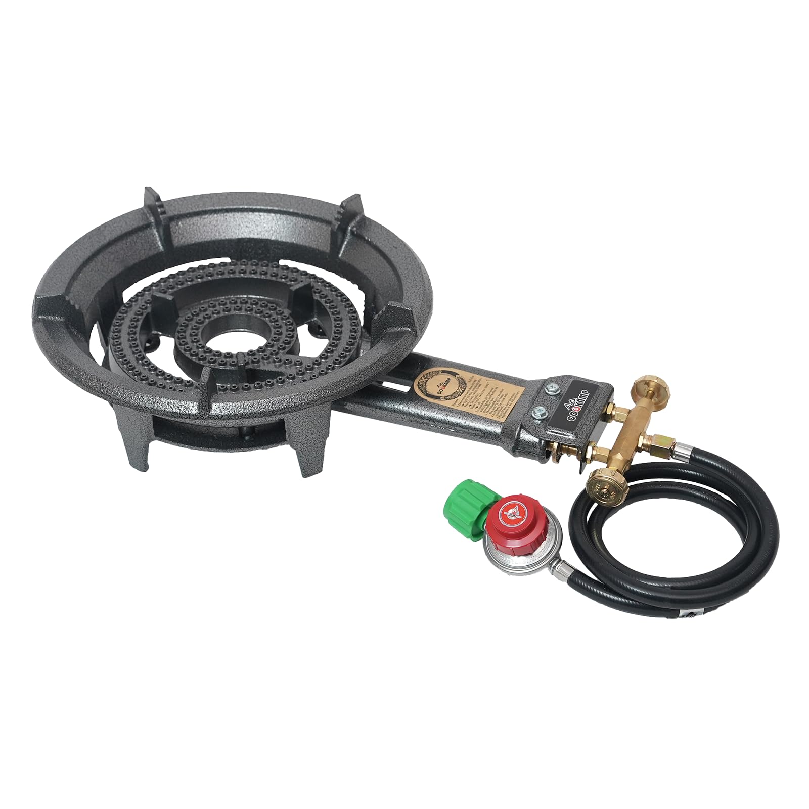 COOKAMP SH90 cast iron top close-up, shows heavy-duty support and stability