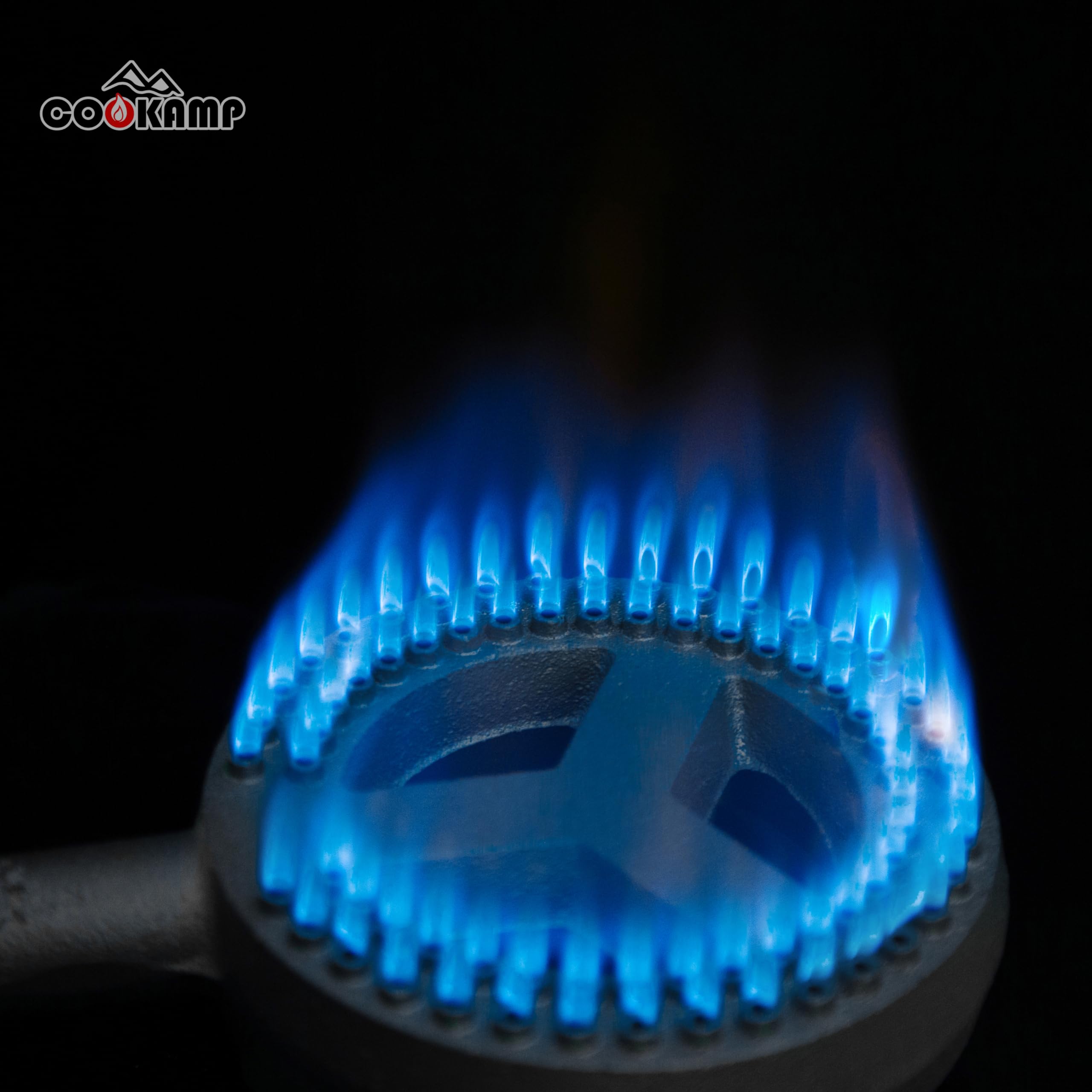 COOKAMP burner next to ruler showing compact 5.5 by 11 inch scale