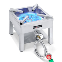 COOKAMP SS1750 front view showing sturdy stainless steel frame and burner for reliable outdoor cooking