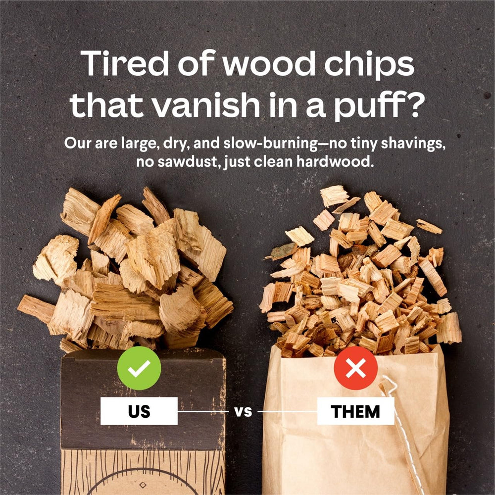 Cooking Gift Set pear wood close-up showing large chips for steady smoke