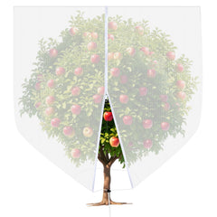Cookmaster front view of 10x10ft netting protecting a fruit tree, clear protection