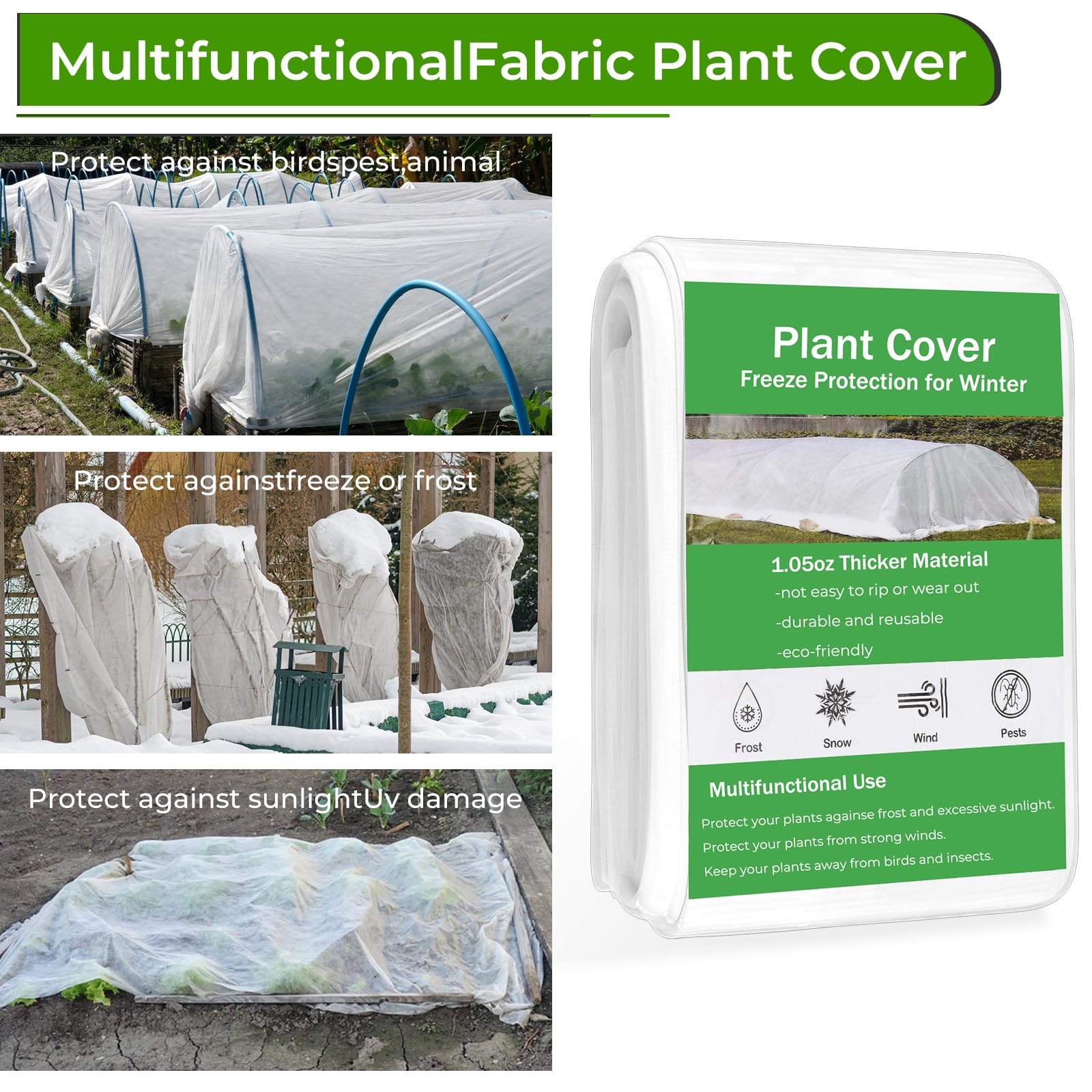 Cookmaster floating row cover over vegetable bed providing frost protection
