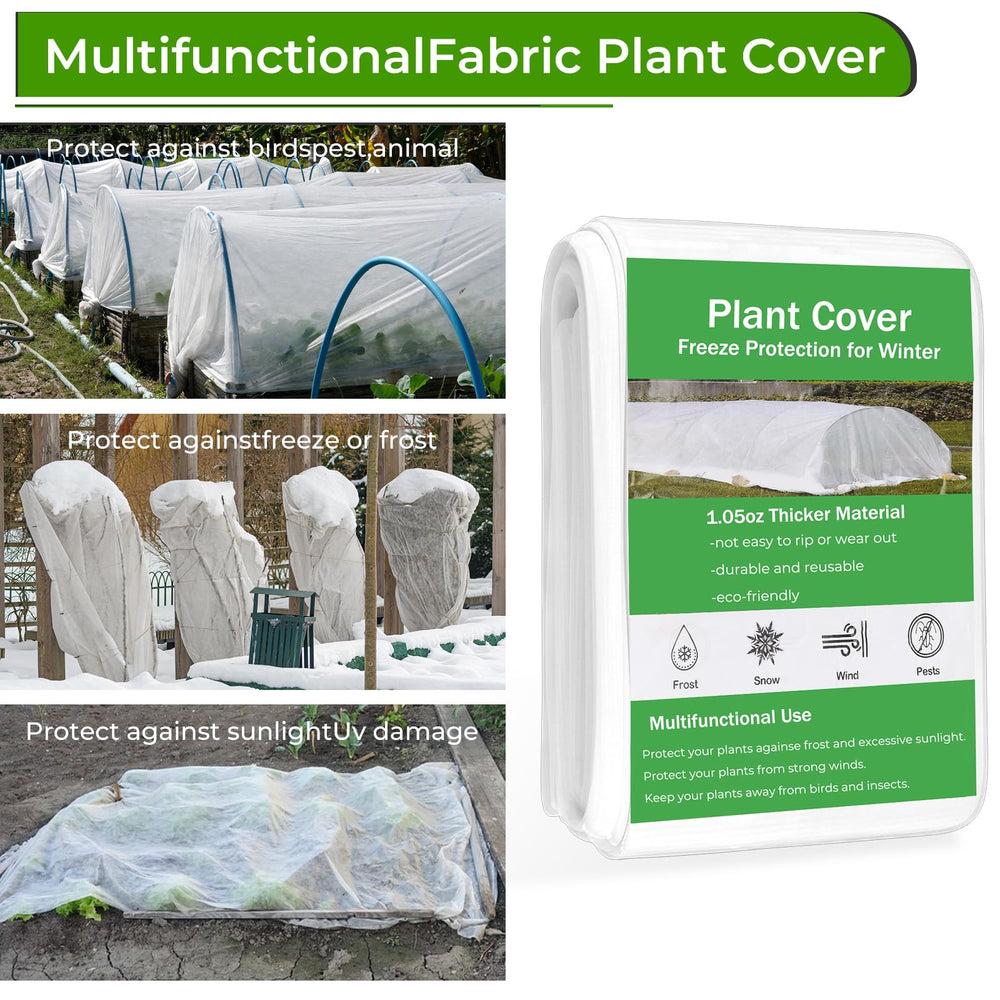 Cookmaster floating row cover over vegetable bed providing frost protection