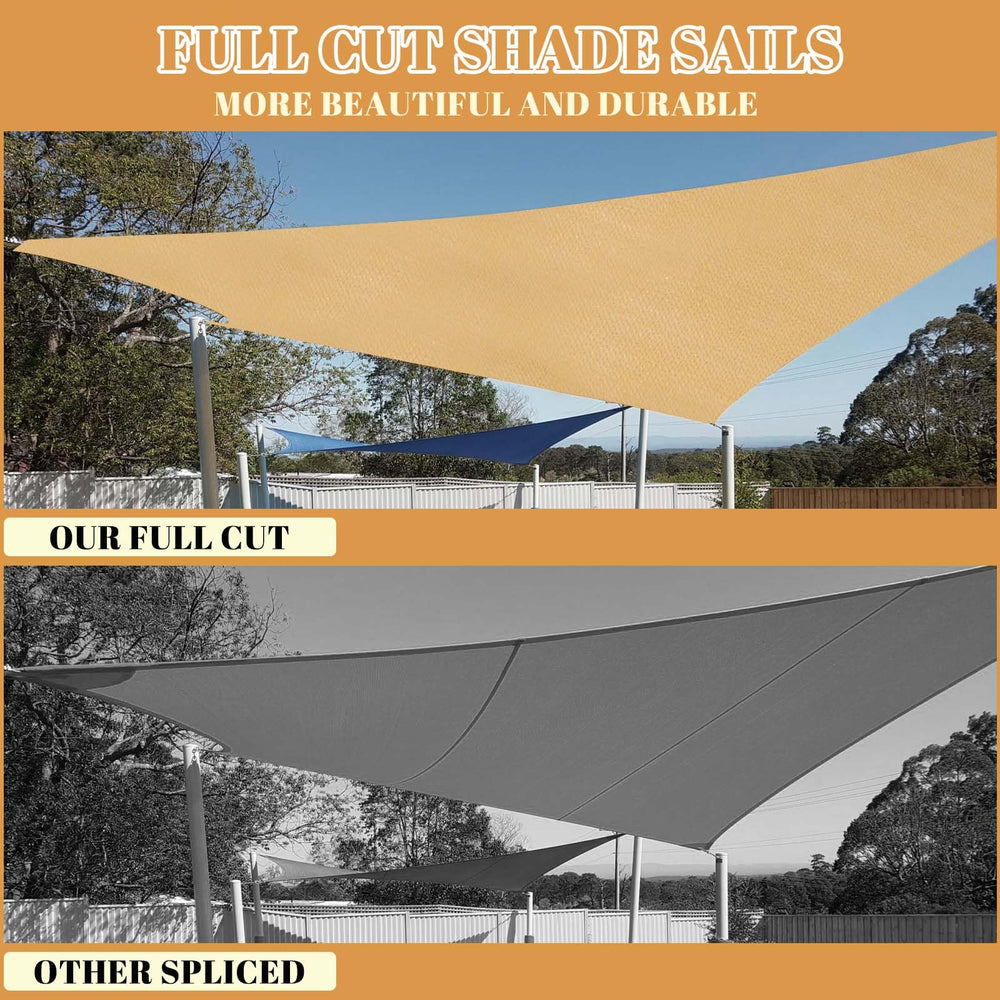 Cool Area shade sail over patio with furniture showing real-world scale and comfort