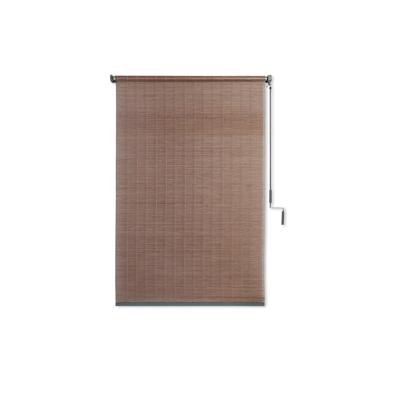 Coolaroo front view of bamboo roller shade showing natural privacy and style