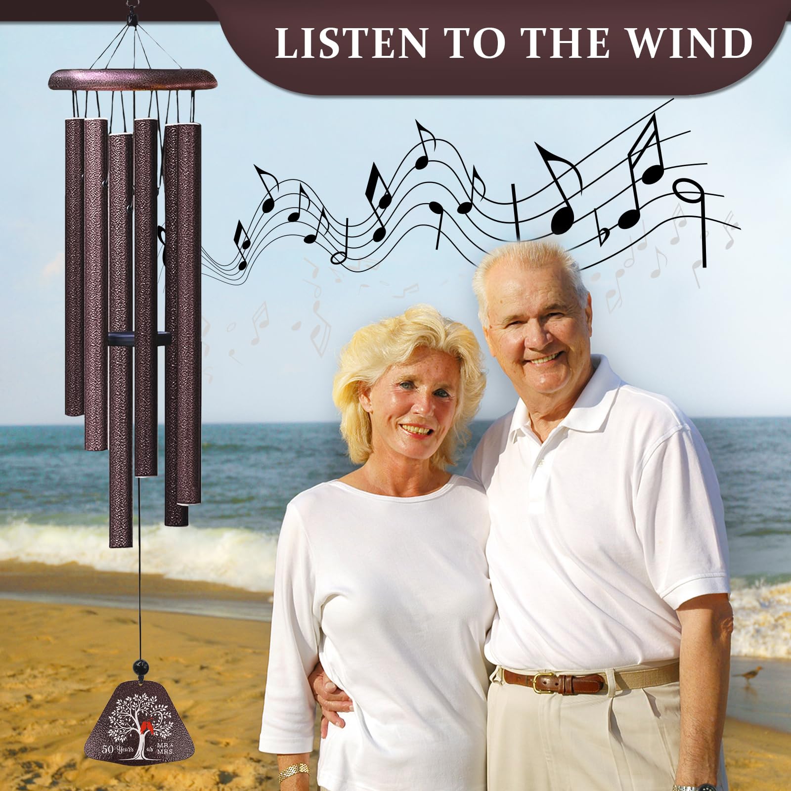 Coolertaste engraved wind catcher detail, sentimental message for anniversaries