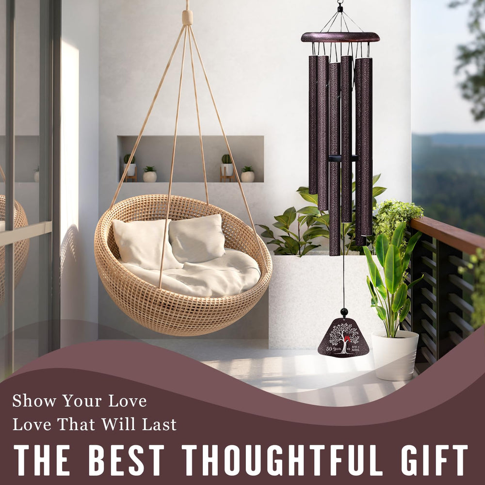 Coolertaste wind chime hanging on a porch, creates soothing outdoor ambiance
