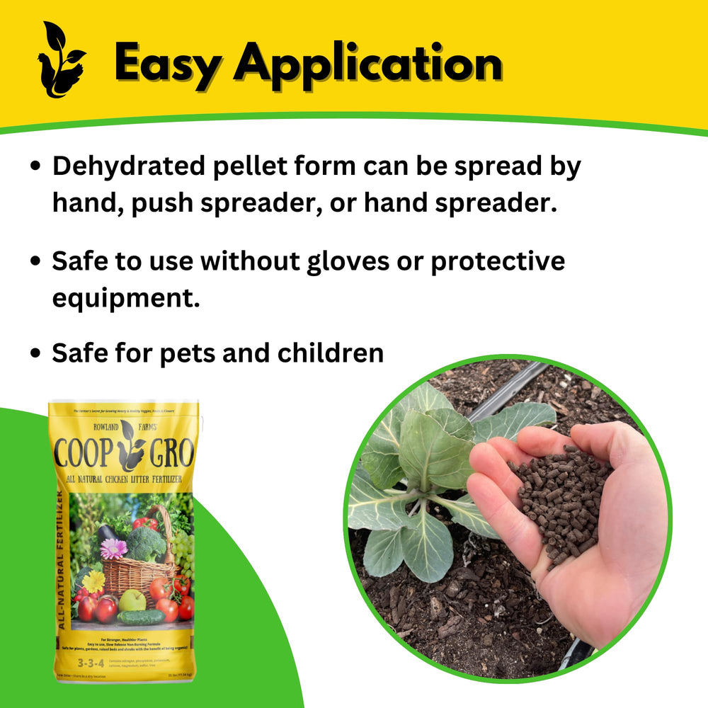 COOP GRO pellets spread on garden soil improving nutrient distribution and soil health