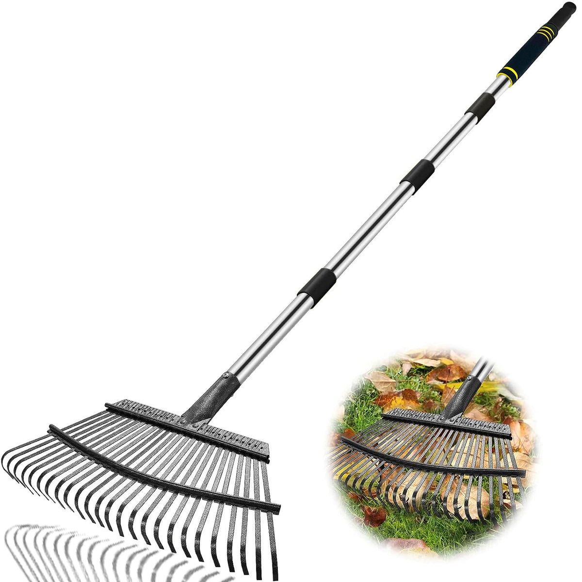 Coopvivi metal head front view showing wide 25 tines for faster cleanup
