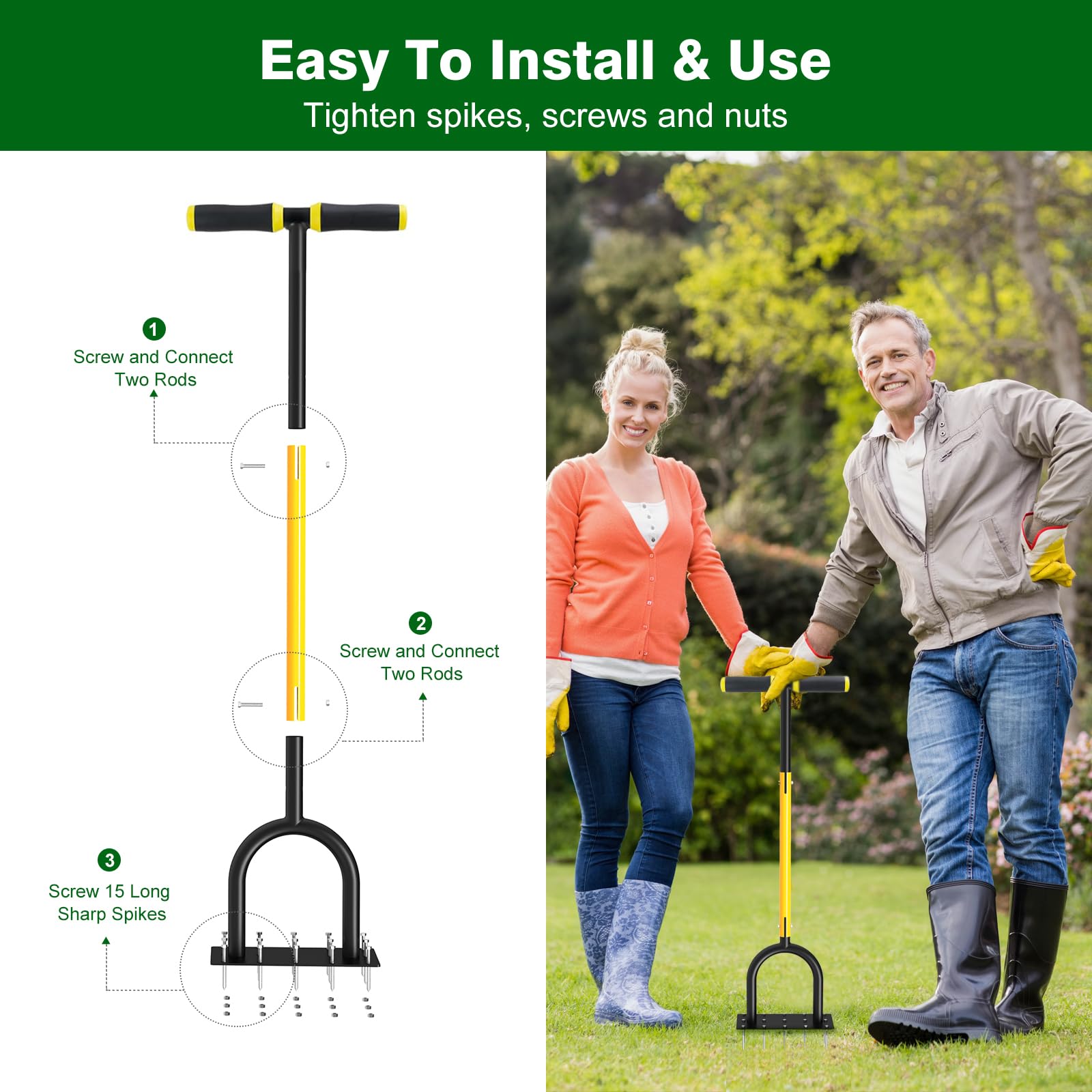 Coopvivi aerator being pushed across lawn to encourage healthier root growth