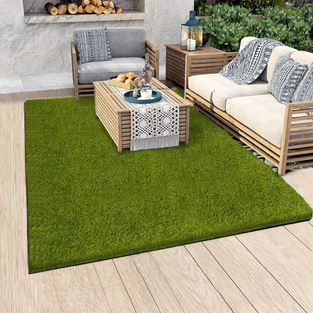 CooRug front view of 4x6 artificial turf showing neat lawn appearance and curb appeal