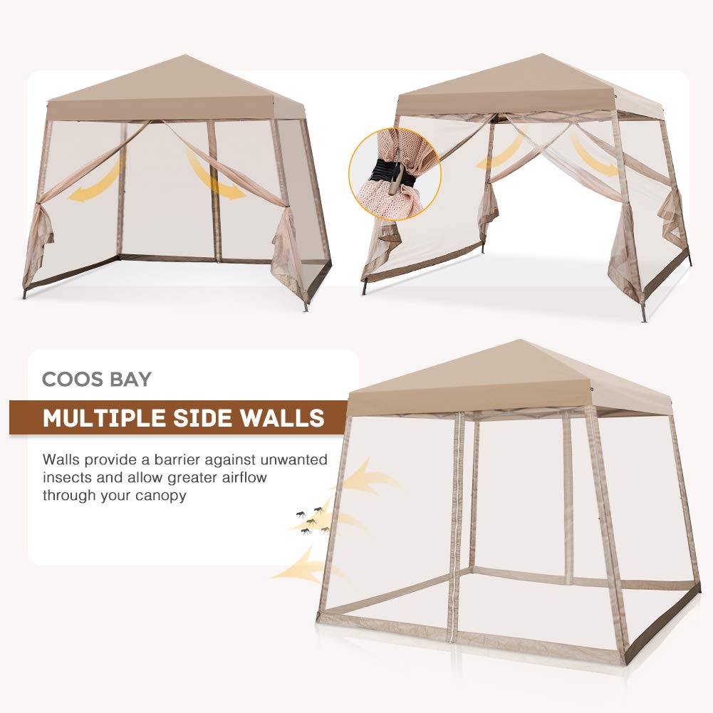 COOS BAY folded canopy in carry bag illustrating compact portability and transport