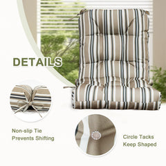 COOS BAY tied cushion corner showing secure ties that prevent slipping benefit
