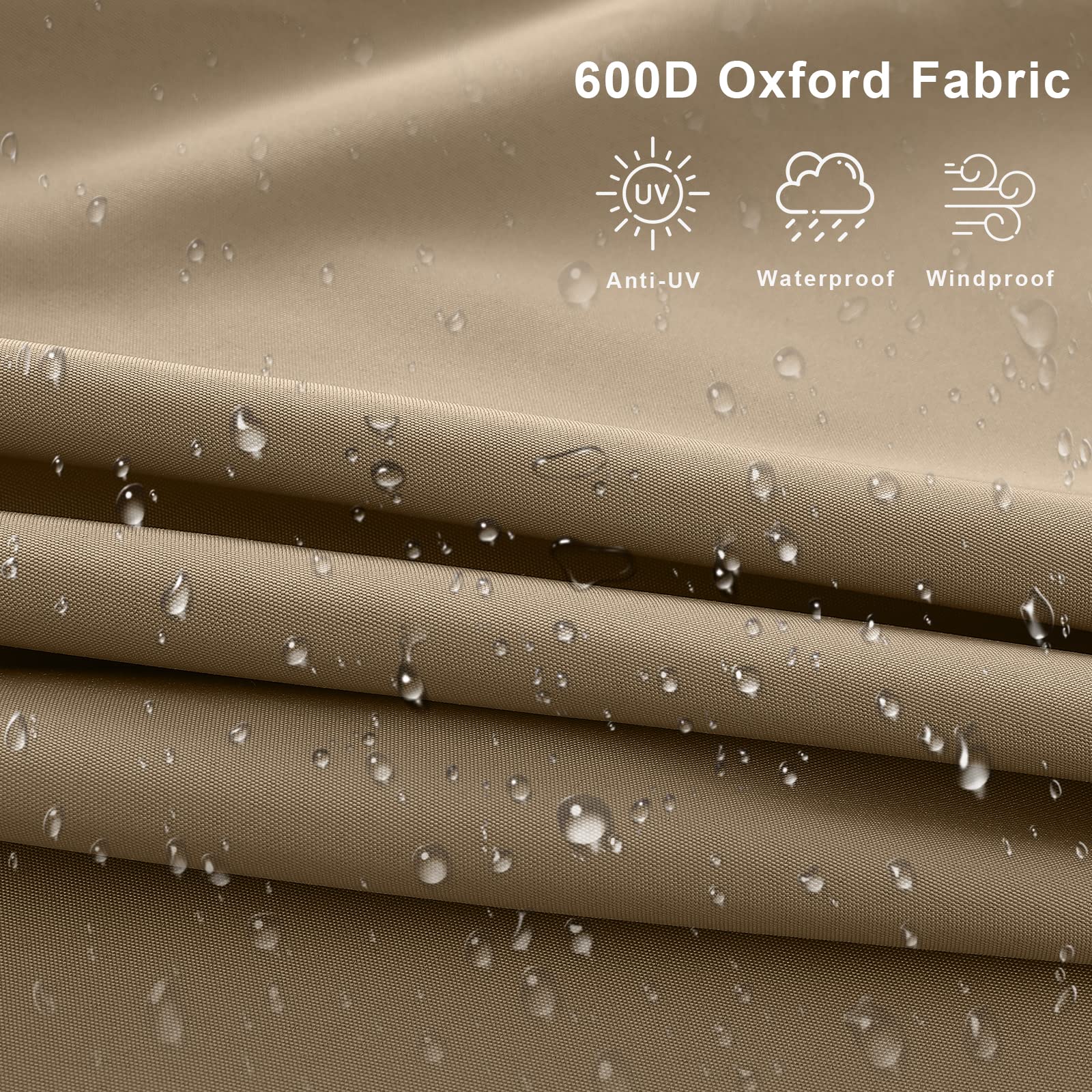 COOSHADE cover in use over patio offset umbrella providing clean outdoor appearance