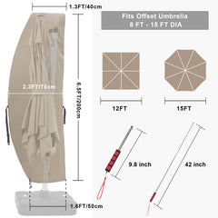 COOSHADE zipper and telescopic rod access detail for easy on-off convenience