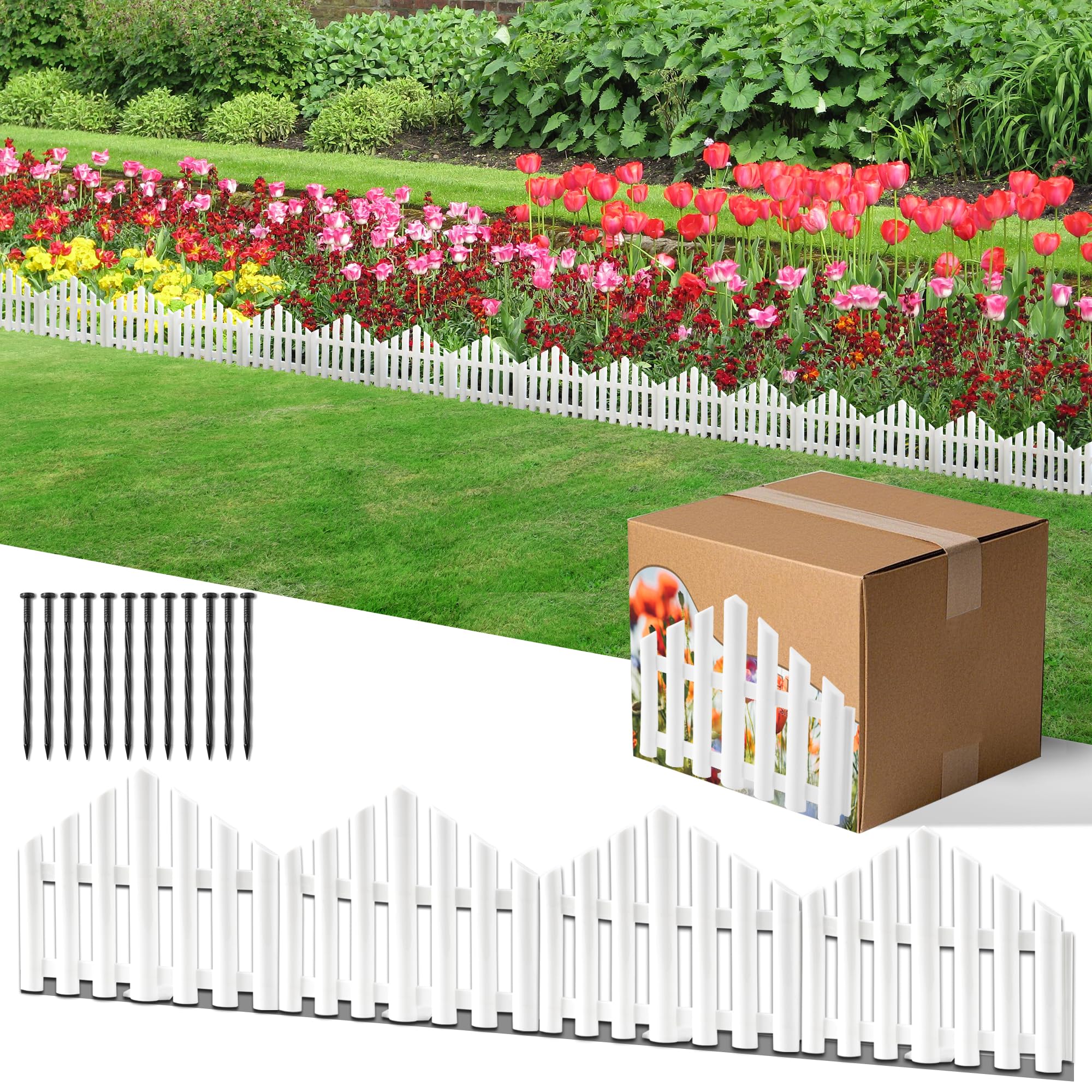 CooTentler front view assembled fence creates tidy garden edge and curb appeal