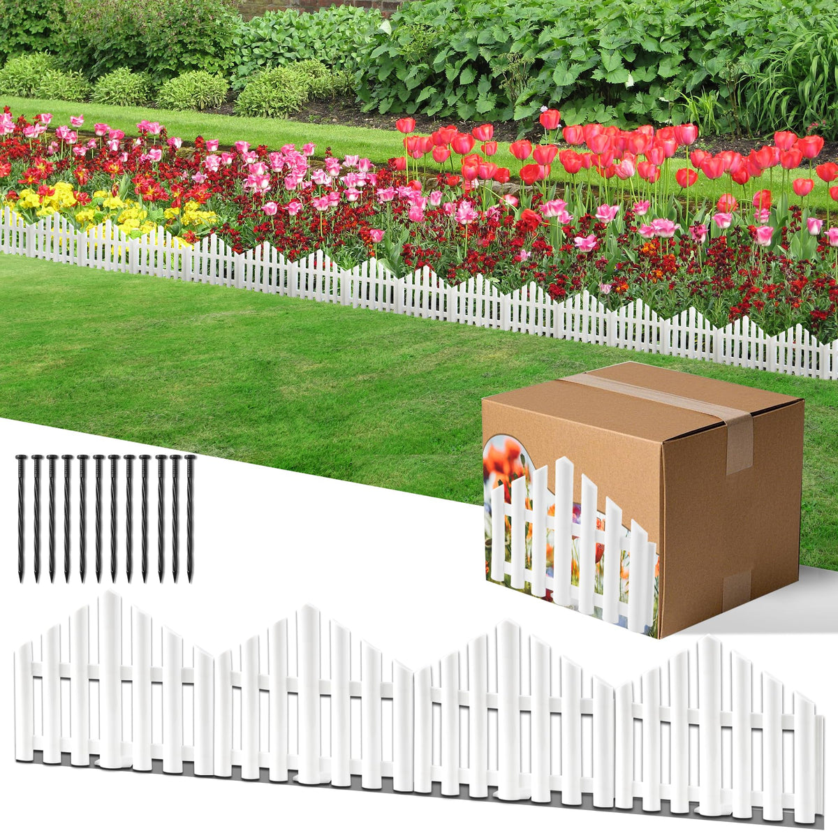 CooTentler front view assembled fence creates tidy garden edge and curb appeal
