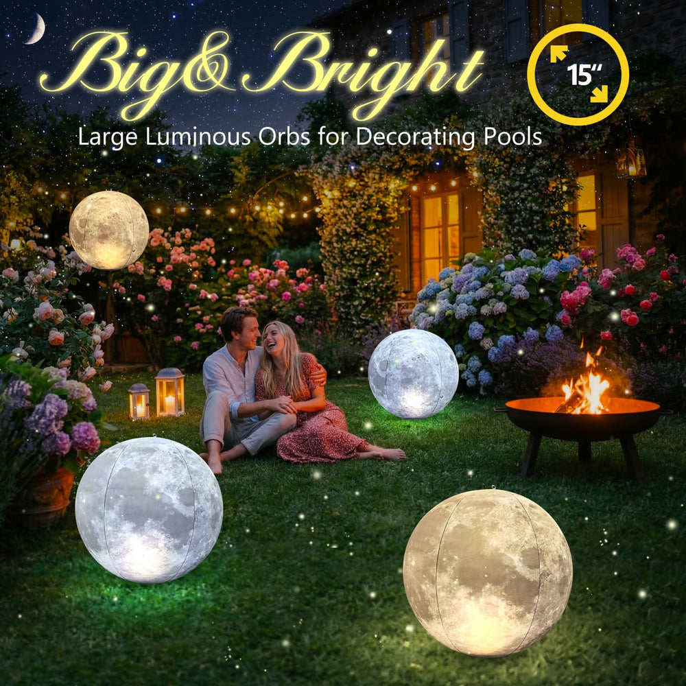 Cootway lights floating in pool at night creating relaxing, romantic poolside atmosphere