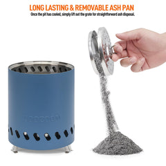 COOZOOM detachable grate detail with handle for easy lighting and ash removal
