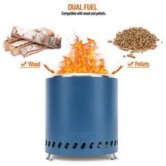 COOZOOM double-wall venting detail highlighting airflow for cleaner, low-smoke burn
