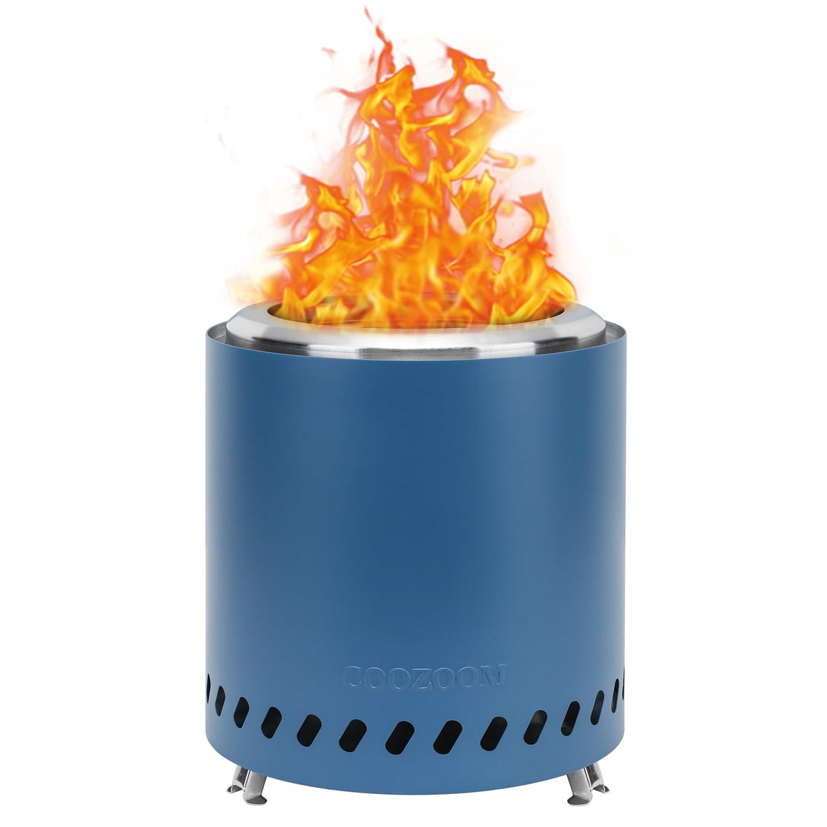 COOZOOM front view of tabletop fire pit showing compact travel-ready design and portability