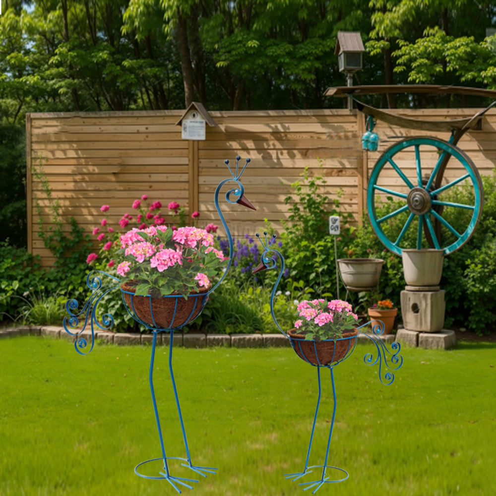 COOZZYHOUR planters placed in a garden creating layered color