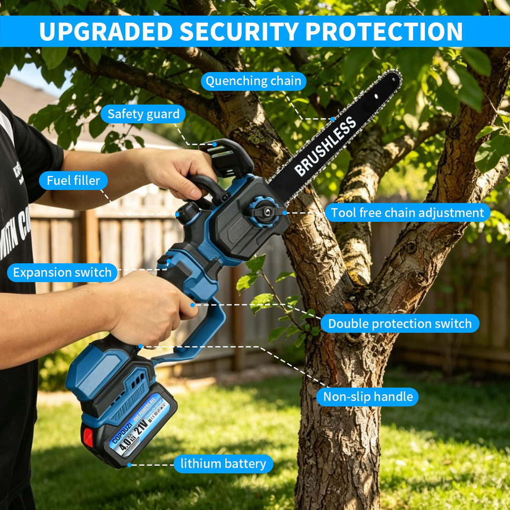 COPDUZI two 4.0Ah batteries with charger, enabling extended runtime and quick swaps