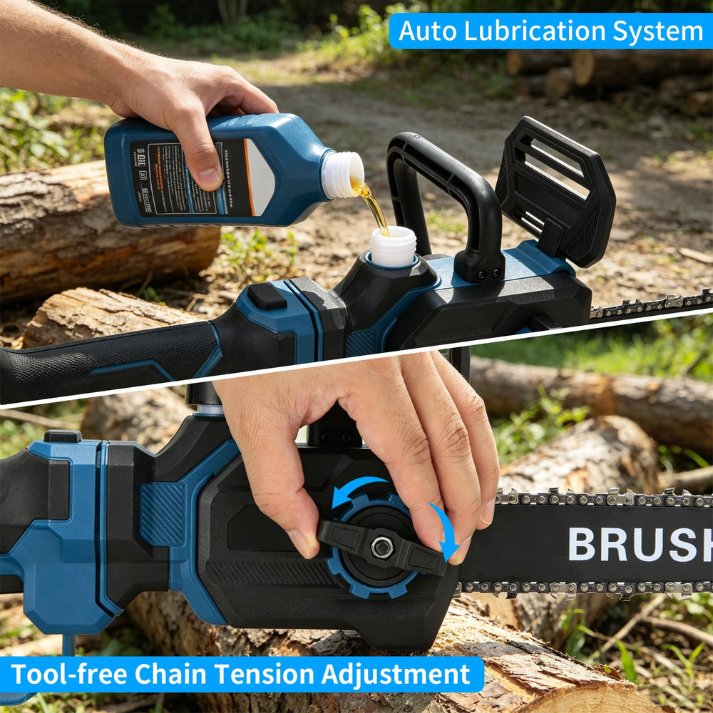 COPDUZI pole saw in use trimming a tree branch, efficient high-reach cutting demonstrated